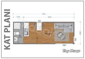Plan de sol ELECTINY 700x250cm — salle de bain, espace nuit, salon